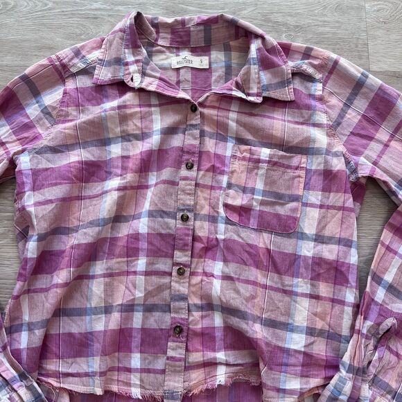 Hollister Plaid Button Up Shirt Women's-Size S - Picture 3 of 5